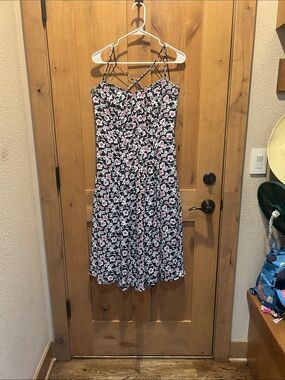 Banana Republic Black Dress with Pink & White Floral Trim